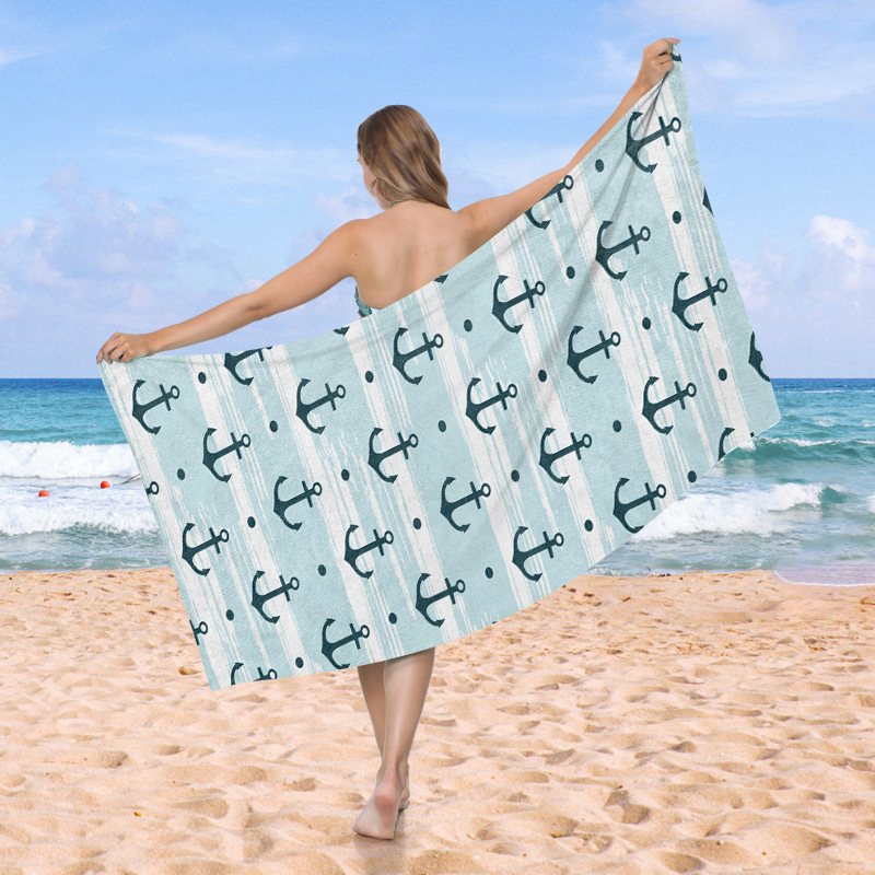 Transfronterizo suave microfibra toalla de playa para nadar en la playa absorción de agua no toalla de baño de arena transpirable toalla de playa seca rápida