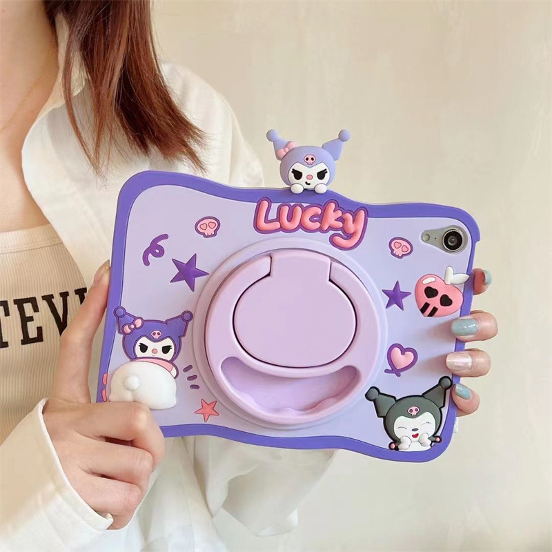 Suitable for Apple ipad protective case silicone air three-dimensional mini rotating bracket 10.2 inch kulomi soft case 9.7