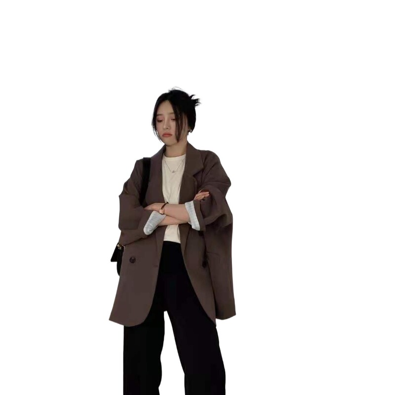 春秋韩版新款宽松中长款春春秋黑色休闲时尚西装外套西服大码上衣|undefined