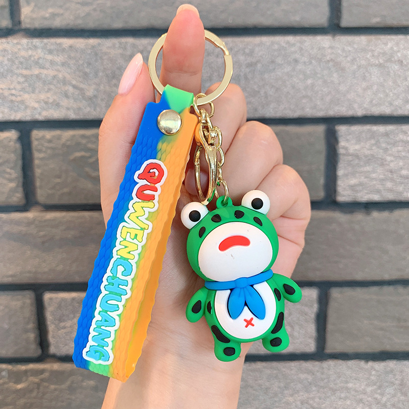 Internet celebridad Rana llavero cabeza cubierta Rana llavero de silicona muñeca coche llavero bolsa adornos pequeño regalo
