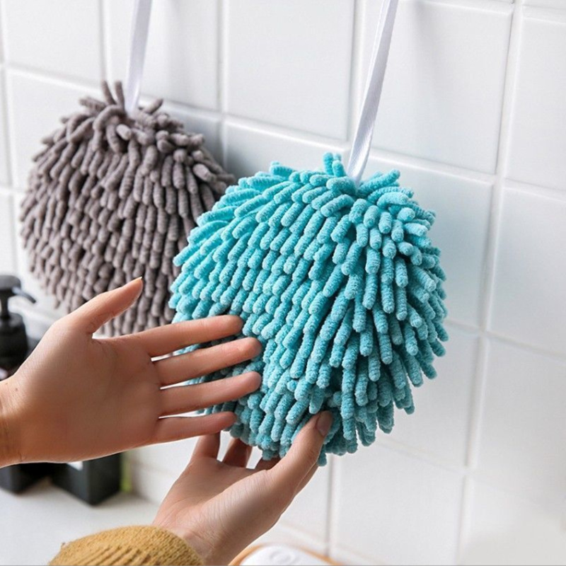 Chenille Hand Ball Can Be Hung For Home Kitchen And Bathroom Absorbent Towel Creative Cute Hand Ball One Piece Hair