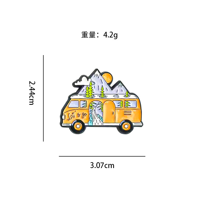 Broche de aleación de paisaje de dibujos animados, estilo ins, ropa, bolsos, accesorios, alfileres, elementos de la naturaleza, ilustración, insignia transfronteriza