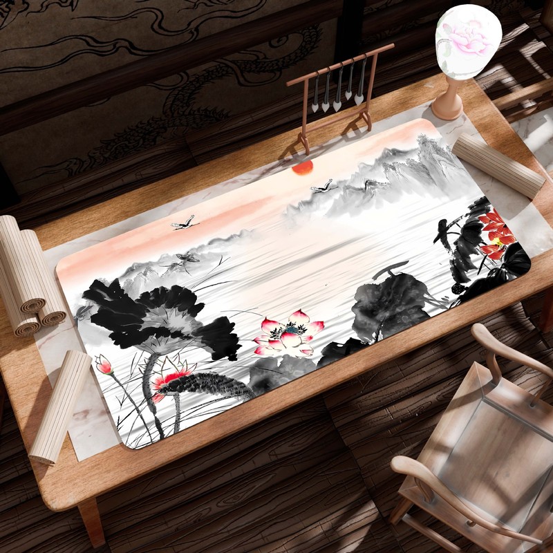 特大古画風景柄マウスパッド、キーボードパッド、特大厚手縁取りオフィスデスクパッド、ワンピース販売|undefined