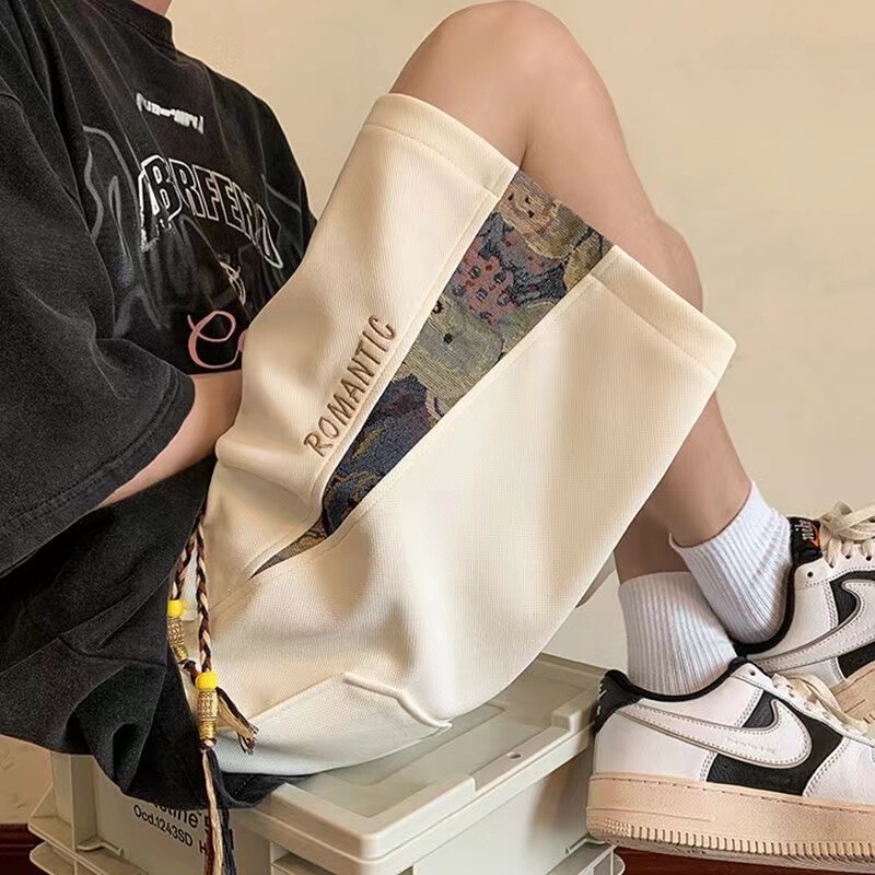 Shorts Men's Summer New Fashionable Brand Stitching Embroidered Sports Pants plus size Loose Straight Casual Pants Shorts Men's Summer New Fashionable Brand Stitching Embroidered Sports Pants plus size Loose Straight Casual Pants