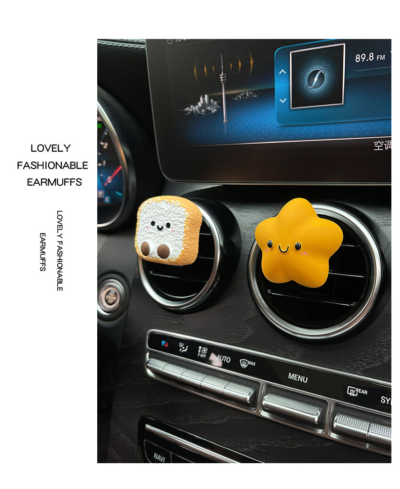A Lucky Star Car Air Freshener Star-Shaped Toast Bread Air Vent Fragrance Diffuser Stone Air Vent Clip