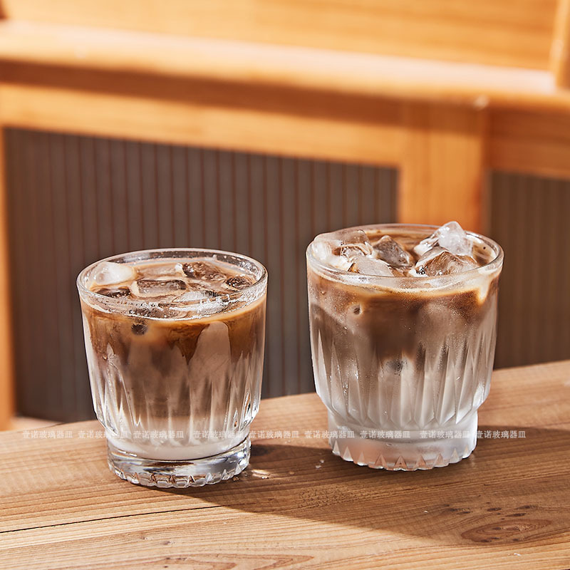 Stackable Iced Latte Straight Coffee Cup Glass Cold Brew Mocha Cup Milk Tea Juice Cup Engraved Whiskey Cup