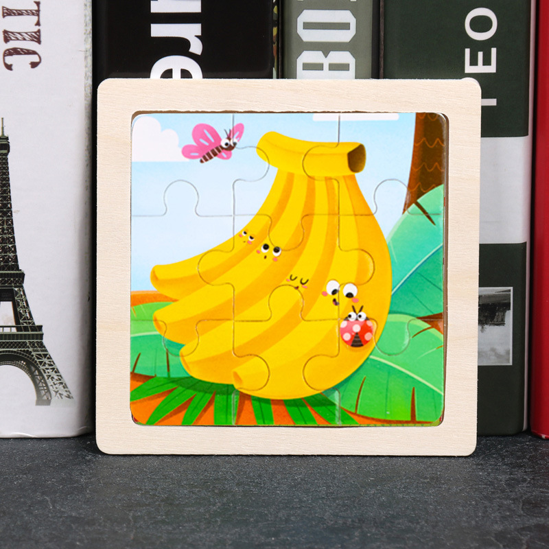 Puzzle pequeño plano de madera de 9 piezas Animal Ocean Traffic Kindergarten Educación temprana Juguetes educativos Puzzle simple de entrada