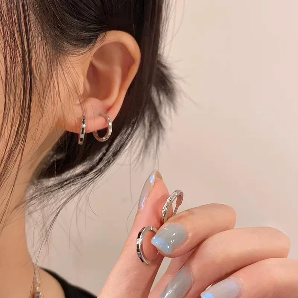 2025 Autumn and Winter New Star Earrings Niche Design Plain Hoop Earrings Exquisite and Versatile Daily Commuting Earrings