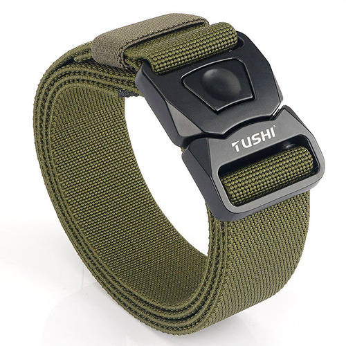 New men's casual versatile workwear nylon belt outdoor training quick release buckle tactical elastic belt