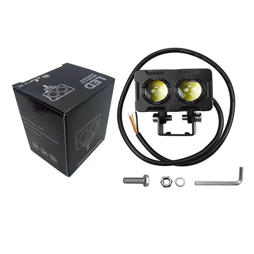 Motocicleta LED faro vehículo eléctrico 12 - 80V modificación de lámpara LED bicolor luz alta y corta pequeña lámpara de reflector amarilla image 6