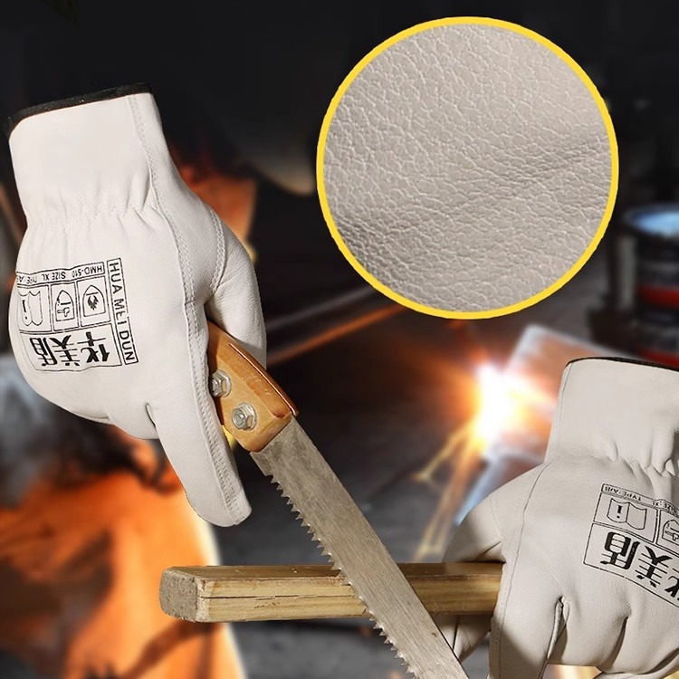 Guantes protectores de piel de oveja de primera capa de Huamei Shield con forro, reparación de ciclismo resistente al desgaste, aislamiento térmico, protección laboral, guantes de cuero transpirables