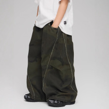 2025秋季新款男童宽松弯刀裤中大童休闲长裤儿童复古迷彩工装裤潮