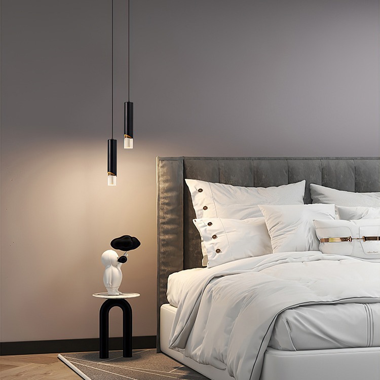 Lámpara de noche de dormitorio, luz y lujo, lámpara de pared de fondo de sala de estar moderna y sencilla, barra de comedor nórdica, lámpara de araña de vidrio de línea larga