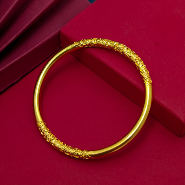 Ancient curly grass pattern sand gold bracelet