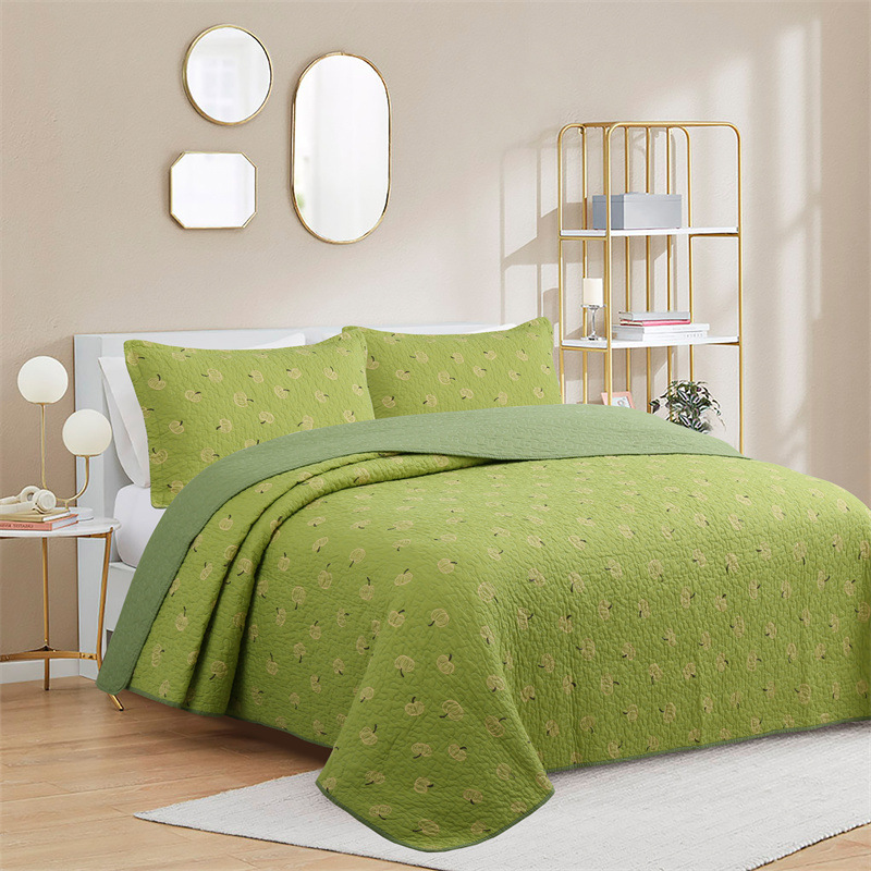 Quilted Bedding Set - Pure Cotton Embroidered Summer Quilt_voghion.com