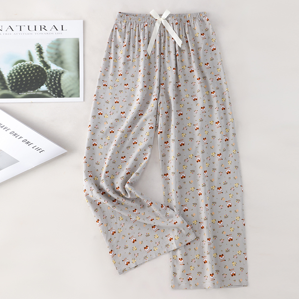 Pantalones de pijama de algodón de verano sueltos para mujeres embarazadas pantalones de piernas anchas colgantes sensación de nueve pantalones para el hogar se pueden usar fuera