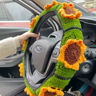Decoration Steering Wheel Cover – Steering wheel cover - three-dimensional-sunflower-steering-wheel-cover-1pcs-36-40cm