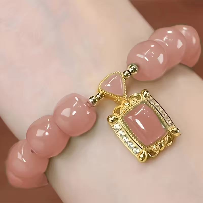 S136-8*6 orange barrel beads and jade like the sun rises bracelet #SZ1480