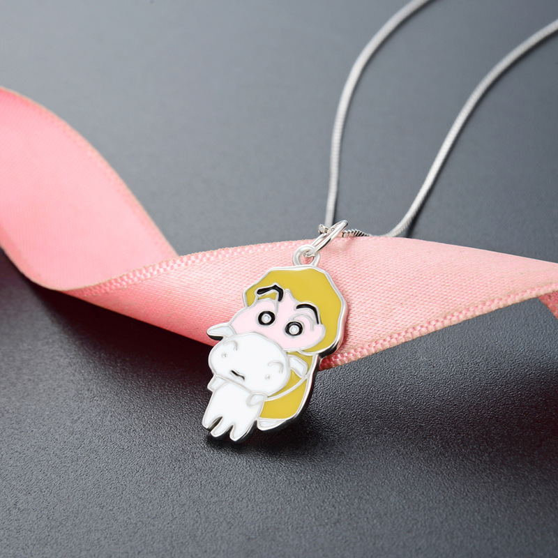 Caricatura animada lindo perro pequeño pijama blanco lápiz pequeño nuevo collar DIY joyas goteando colgante de plata 925