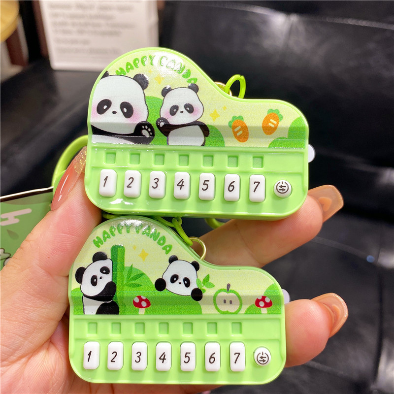 Cartoon Creative Panda Music Piano Keychain Exquisite Mini Electronic Organ Pendant Student Small Gift Hanging Ornaments for Women