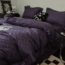 高级感60支长绒棉提花四件套全棉纯棉被套床单轻奢床上用品三件套