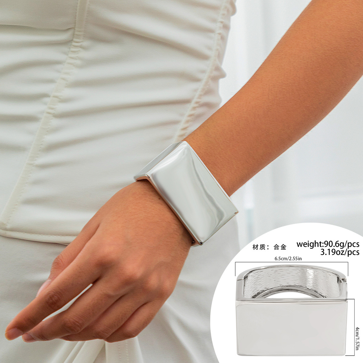 Pulsera ancha de metal brillante irregular de personalidad transfronteriza europea y americana