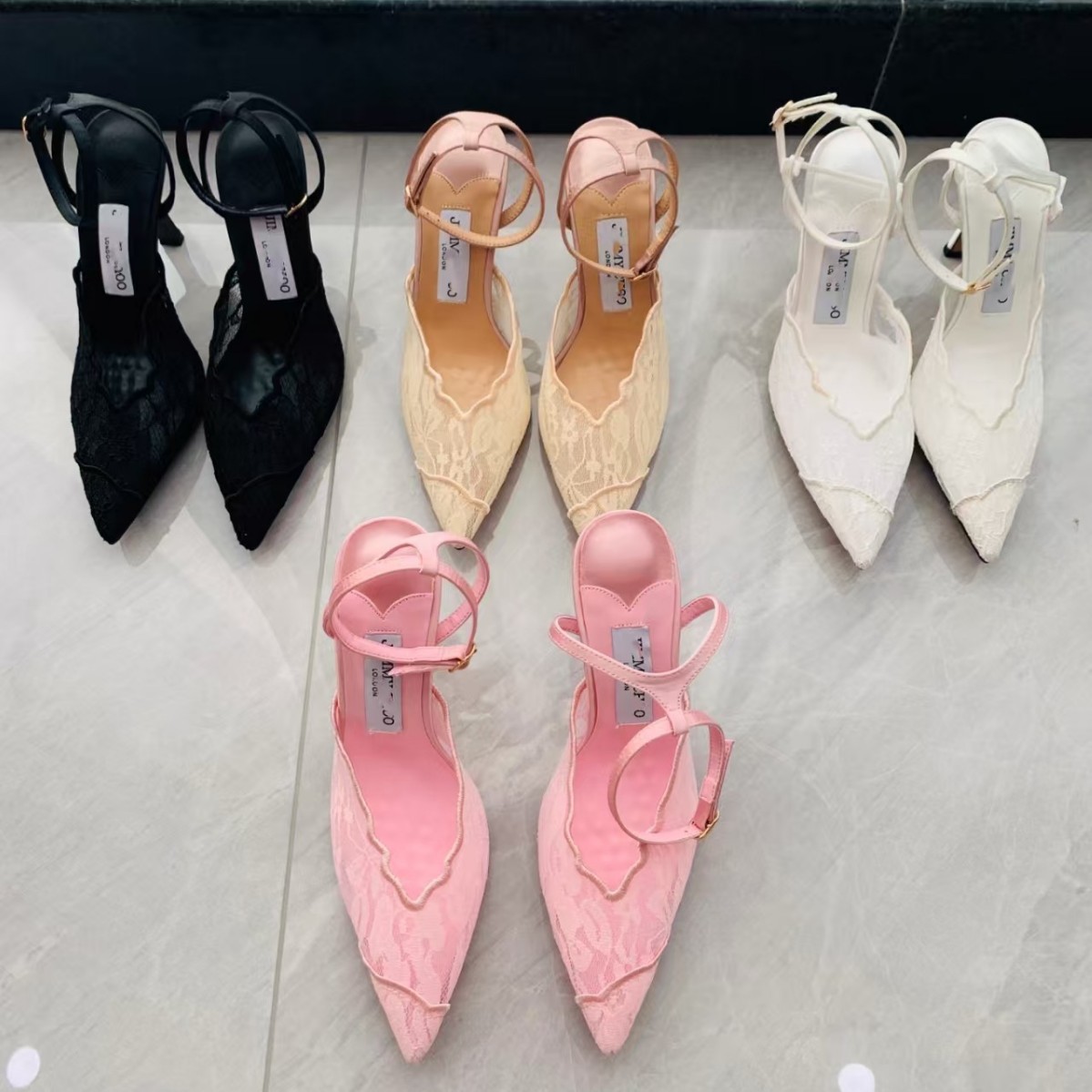 Qadın açıq burunlu nazik dabanlı krujevalı sandal