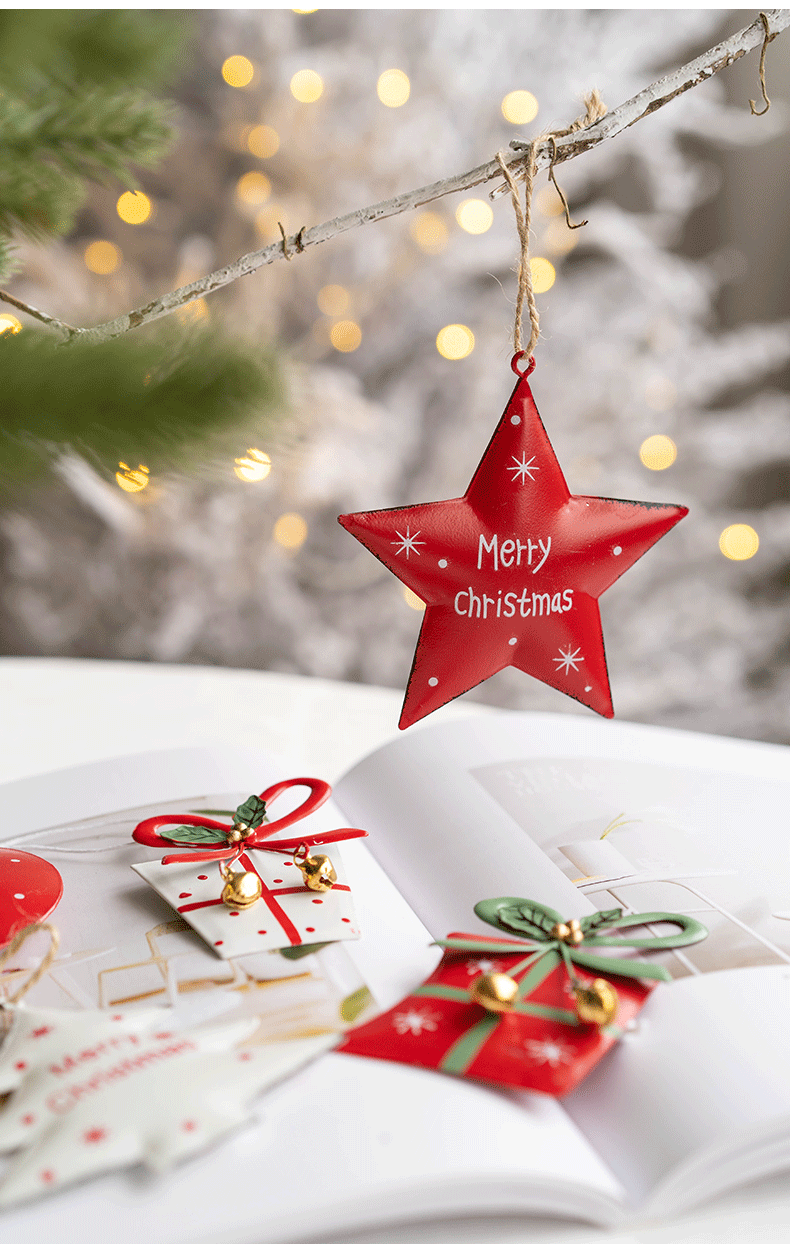 1 Piece Quantity Party Occasion Christmas Cute Christmas Tree Star Iron Party Hanging Ornaments