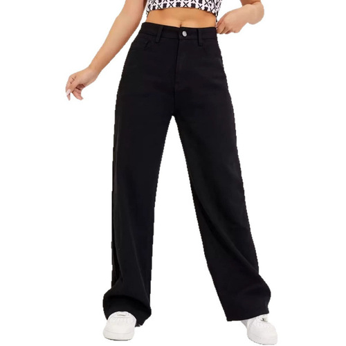 European and American women's straight loose mopping pants, high-waist, slimming, drooping, black, wide-leg, retro jeans, Women jeans