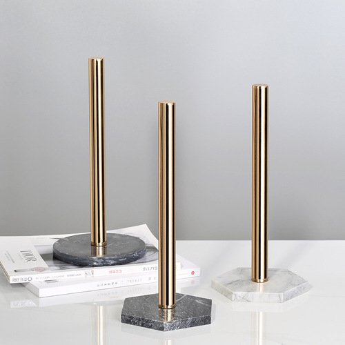 Nordic retro style natural marble gold-plated kitchen paper towel holder roll paper holder desktop accessories storage rack