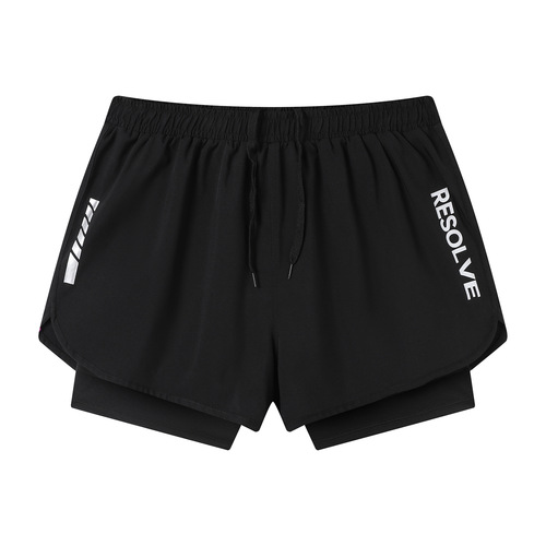 Men's large size swimming trunks, anti-exposure, breathable, quick-drying running sports pants, hot spring anti-embarrassment men's black swimming trunks