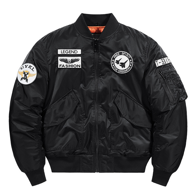 Men's Clothing Autumn and winter thick men's jacket large size stand collar thickened warm cotton coat detachable collar flight jacket outer jacket_voghion.com