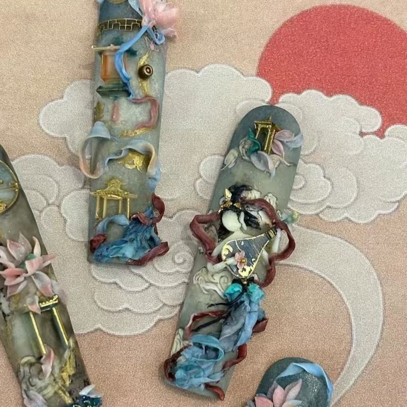 美甲模具苏州园林花窗灯笼亭子系列美甲硅胶模具创意美甲装饰模具|undefined