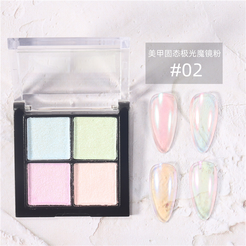 2021 nueva Uña de cuatro colores sólido Aurora espejo mágico polvo hielo transparente Hada sirena espejo harina color mágico nude rosa