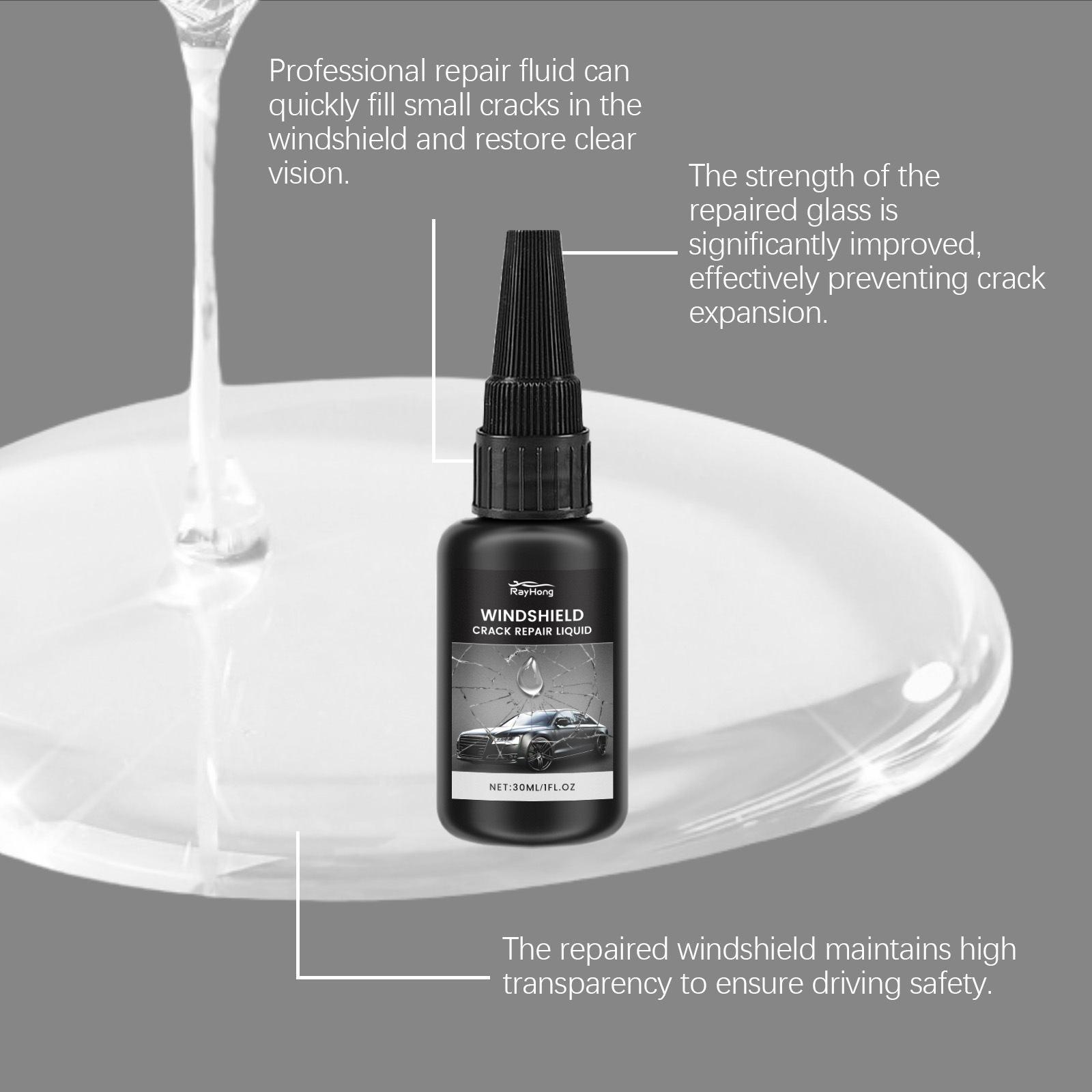 Rayhong Windshield Repair Glue Windshield Crack Scratch Repair Clear Vision Care Glue