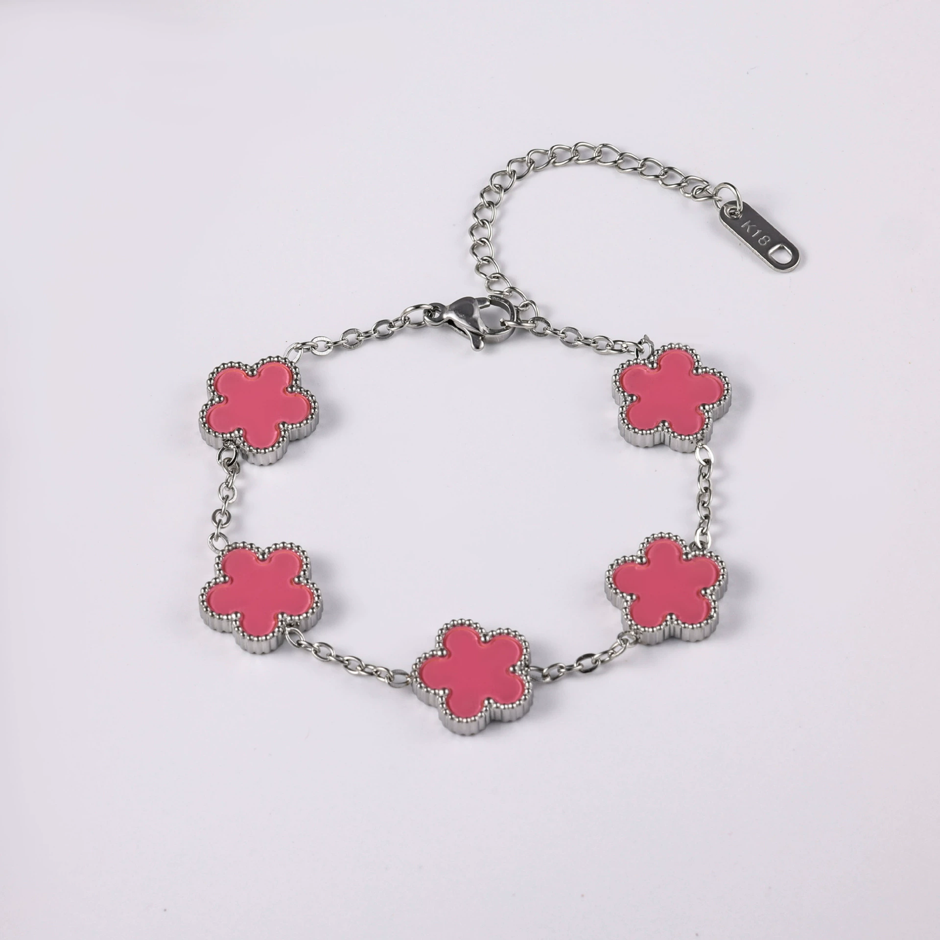 Браслет с пятилистником OL Fritillaria, позолота 18K, двусторонний, длина 23.3 см, ширина 1.3 см