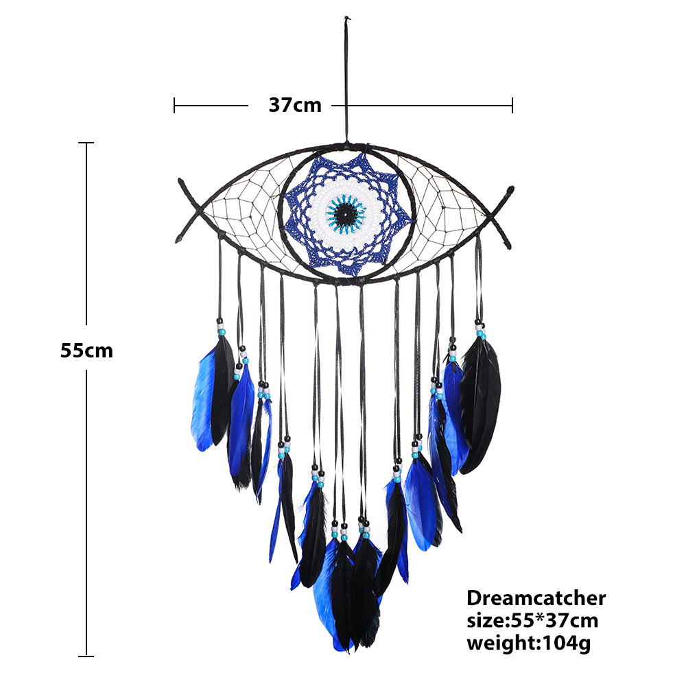 Devil's Eye Dream Catcher Wall Hanging Colorful Feather Decor_voghion.com