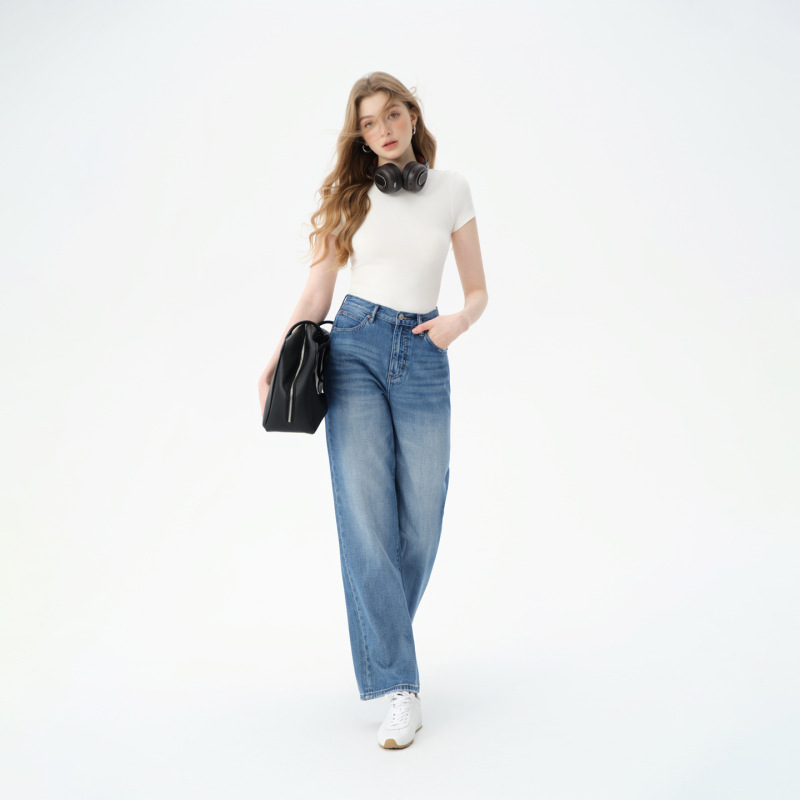 Mbb Two-Length Straight-Leg Jeans 2026 Spring New Style Lyocell Soft High-Waisted Loose Straight Wide-Leg Pants