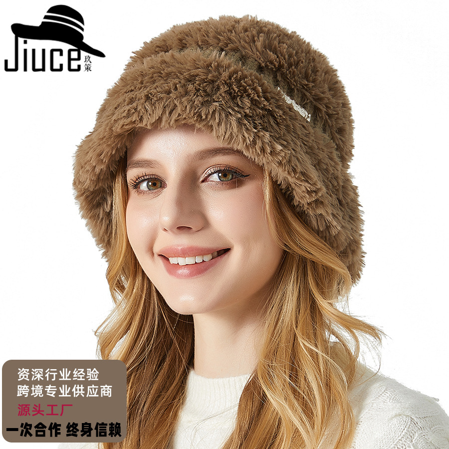 Sombrero de pescador de invierno de las mujeres al aire libre a prueba de viento caliente cuenca sombrero costura engrosada protección del oído sombrero de punto casual sombrero de lana marea
