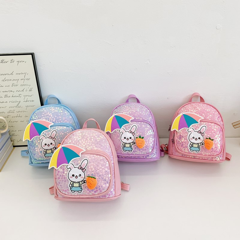 Mochila de moda coreana de sequillas para niños y niñas, jardín de infantes, mochila para bebés, mochila para niños conejitos lindos