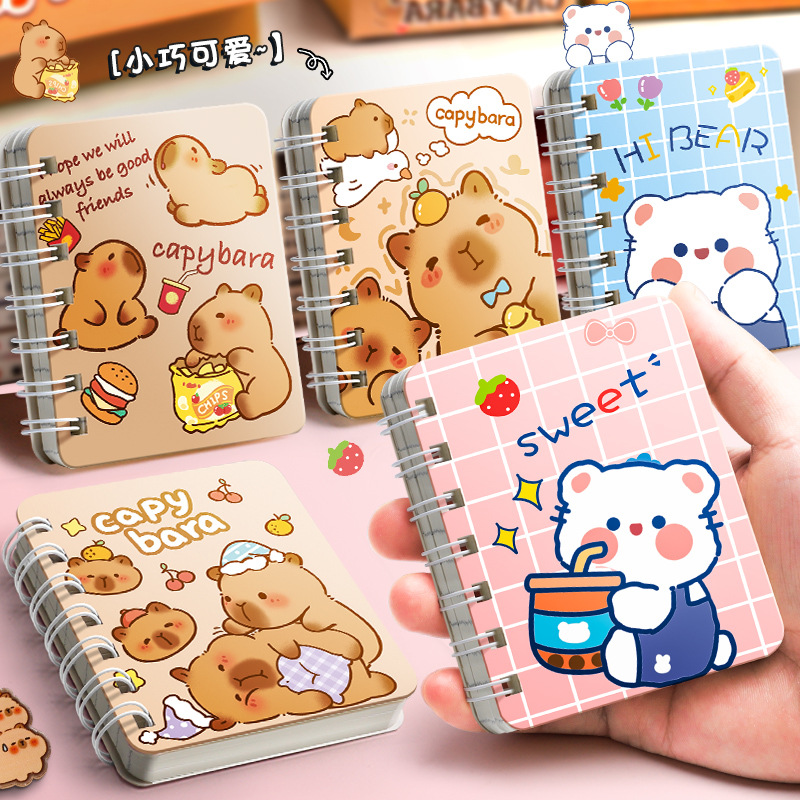 Cuaderno de dibujos animados de bobina pequeña lindo super lindo mini bolsillo portátil cuaderno de notas regalo para estudiantes de escuela primaria