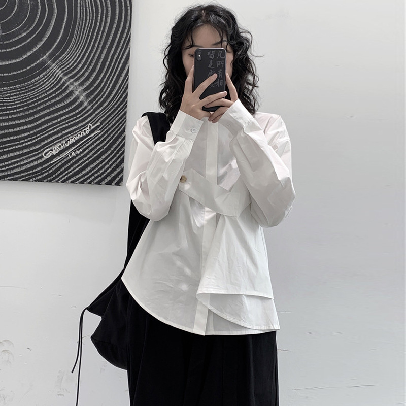 Lu and Shan Yu yoji Yaoji Yamamoto Diablo Men's and Women's Oblique Film Design Sense Niche Long Sleeve Button Shirt Top