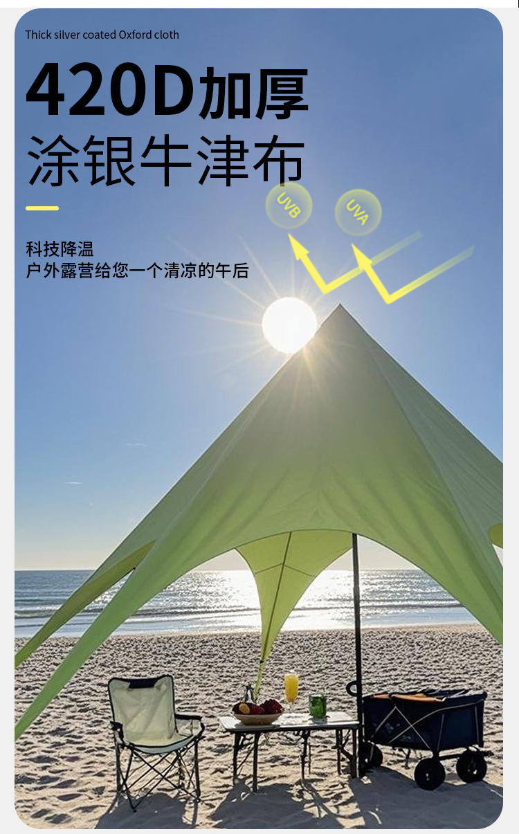 Tent Sunshade Camping Picnic Sunshade Weatherproof Multi-Purpose Camp Sun Protection Irregular Canopy Outdoor