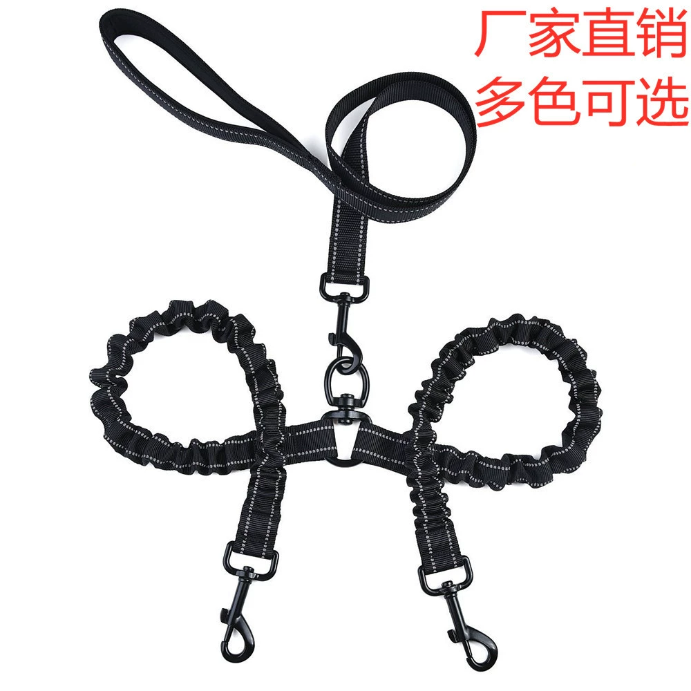 Товары для домашних животных нейлоновый светоотражающий эластичный один-два буферный поводок для собак Многофункциональный поводок двуглавый поводок для собак