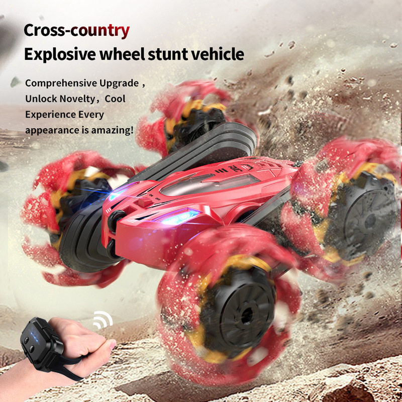 Export cross-border double-sided stunt car children 2.4G rotating rollover explosive wheel men's four-wheel drive off-road remote control car toy