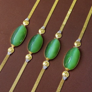 Fubei Diamond Jewelry [18K Gold with Diamond Inlaid Hetian Jasper Cat's Eye One-Line Sky Bracelet] Bare Stone about 15*26mm