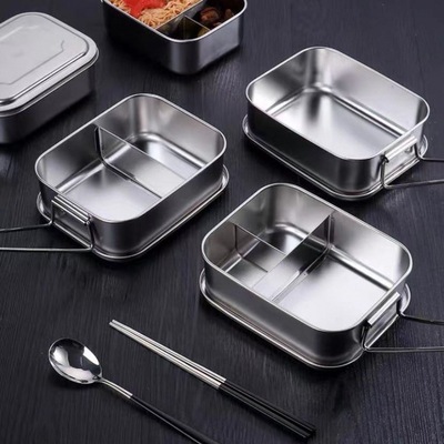 Stainless steel lunch box 304 rectangle With cover Bento Box Workers student canteen Lunch box