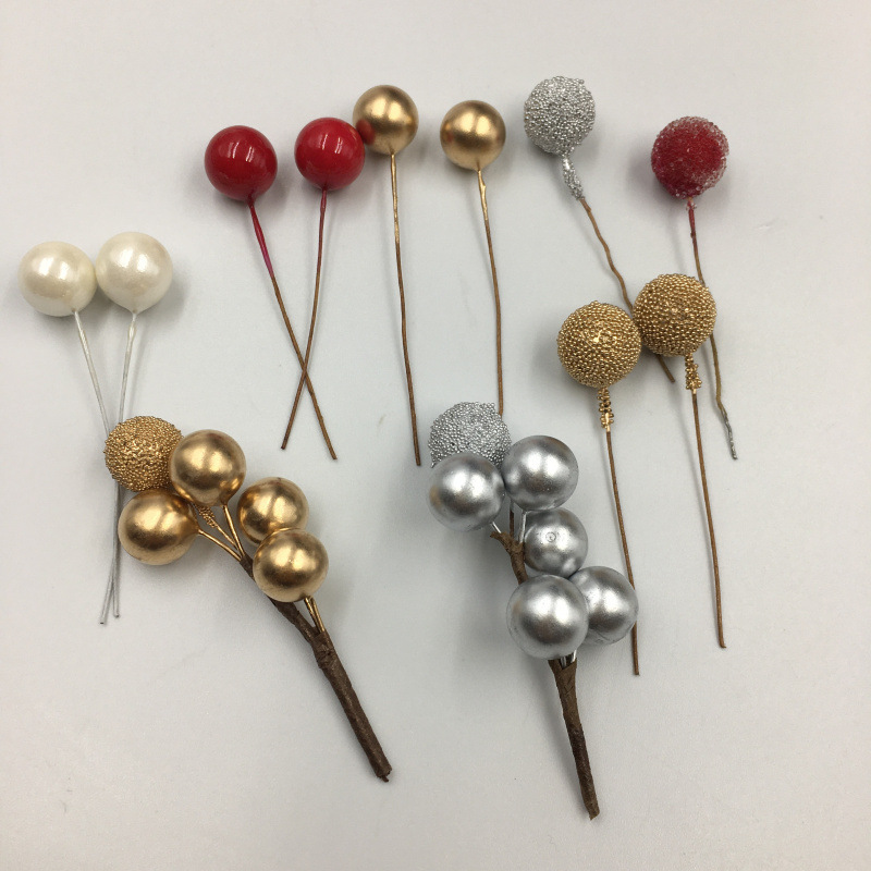 Christmas Foam Ball Golden silver Foam Fruit Christmas Red Fruit Cream Berry Pomegranate Fruit Sand Fruit DIY Accessories