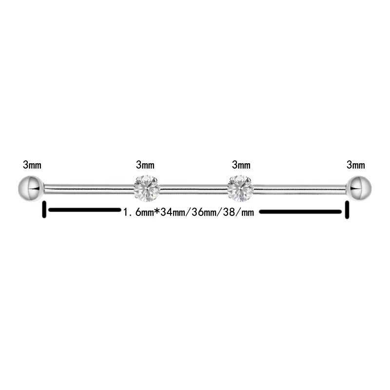 F136 Titanium Alloy Implant Grade Inner Spiral Tragus Ear Piercing Double-Ended Straight Rod with Zircon Ear Bridge Nail detail image 18