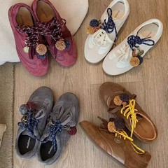牛皮版~超火真皮撞色鞋带德训鞋女秋新款内增高休闲鞋运动阿甘鞋